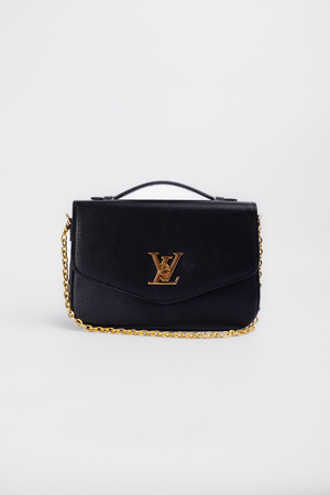 Сумка золота фурнітура чорна шкіра 040324