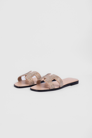 Шльопанці каміння персикова шкіра 040348