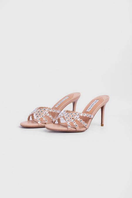 Шлепанцы камни бежевая кожа 040401