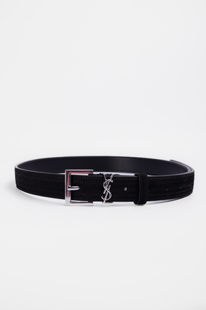 Ремінь широкий срібна пряжка чорна замша 040443