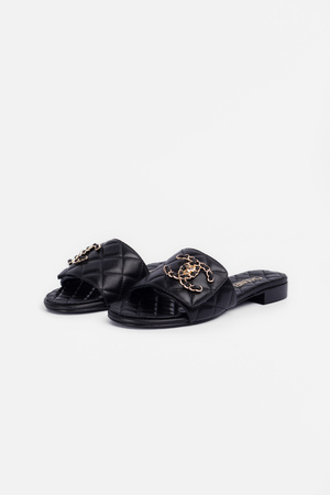 Шльопанці дута чорна шкіра 040526