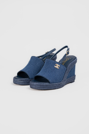 Босоніжки відкритий носок синій джинс 040782