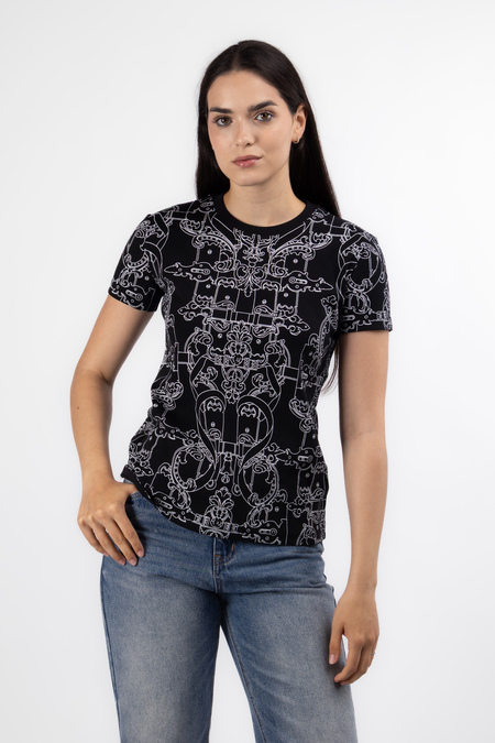 Футболка з білим принтом чорний коттон 040793