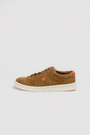 Кроссовки с маленьким лого коричневая замша 041101